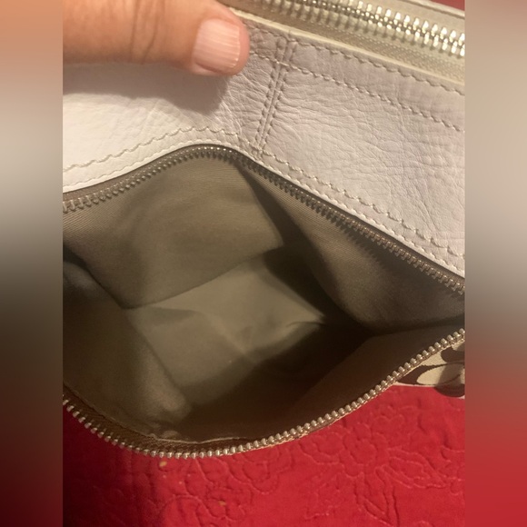 Coach Logo CC Monogram Luxury Handbag Tan White Shoulder Bag Hobo Style PreOwned - Picture 4 of 8